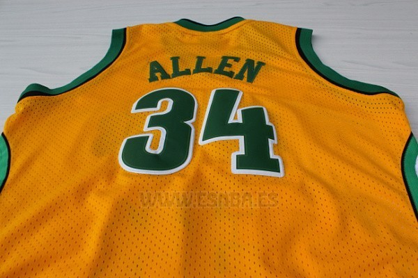 Camiseta Historic Seattle SuperSonics Ray Allen #34 Amarillo